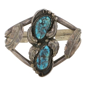 Vintage Navajo Kingman Turquoise Cuff Bracelet