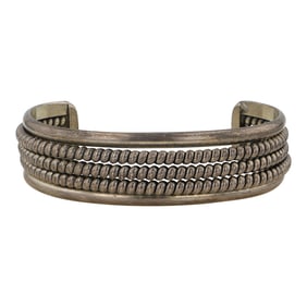 Vintage Navajo Plain Silver Half round Cuff Bracelet