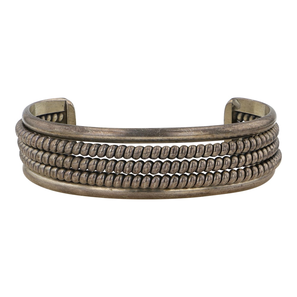 Vintage Navajo Plain Silver Half round Cuff Bracelet (1 of 3)