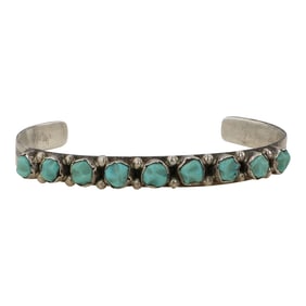 Vintage Navajo Nevada Turquoise Row Bracelet