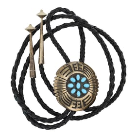 Rosco Scott Navajo Sleeping Beauty Turquoise Bolo Tie
