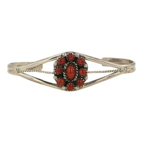 Navajo Mediterranean Coral Cluster Bracelet