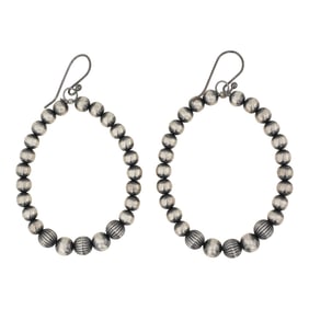 Navajo Oxidized Beads Hoop Earrings