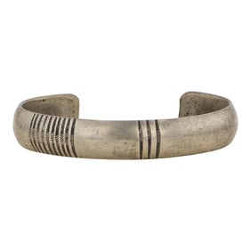 Vintage Navajo Plain Silver Domed Cuff Bracelet