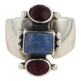 Ronnie Willie Navajo Lapis & Garnet Ring