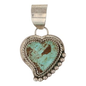 Earl Lee Navajo Menassa Turquoise Heart Pendant