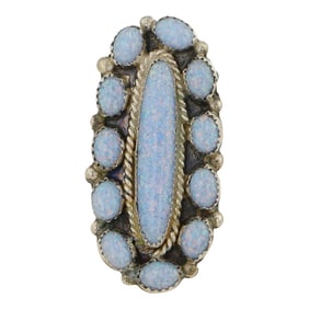 Navajo Synthetic Opal Adjustable Cluster Ring