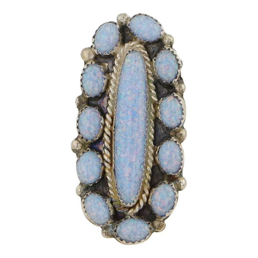 Navajo Synthetic Opal Adjustable Cluster Ring (1 of 3)