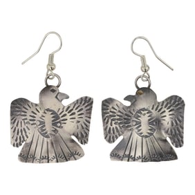 Navajo Plain Silver Thunderbird Earrings