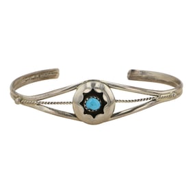 Navajo Kingman Turquoise Shadowbox Bracelet