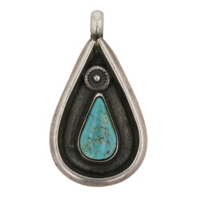 Vintage Navajo Nevada Turquoise Pendant