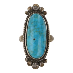 Mary Ann Spencer Navajo Blue Ridge Turquoise Ring