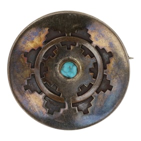 Vintage Navajo Kingman Turquoise Pin/ Pendant