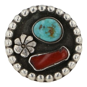 Navajo Turquoise & Coral Ring