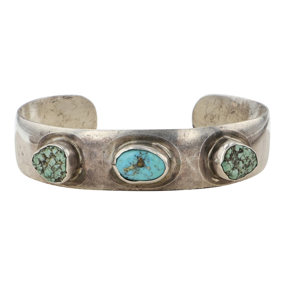 Vintage Navajo Nevada Turquoise Bracelet: Sterling Silver | Genuine Nevada Turquoise | Vintage Navajo Nevada Turquoise Bracelet | Navajo Native American Southwest Indian Jewelry | Good (no breaks or damages) | Approximate Weight: 40 Grams | B