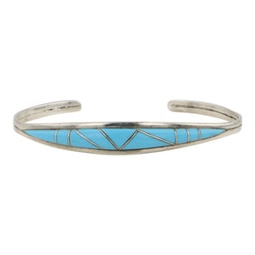 Zuni Kingman Turquoise Inlay Bracelet