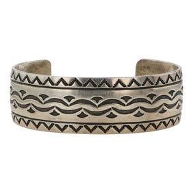 Micheal Thompson Vintage Navajo Stamp-Work Cuff Bracelet t