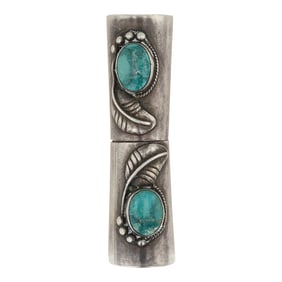 Coolidge Nez (1914-1973) Navajo 1960's Old Vintage Nevada Turquoise Lipstick Holder