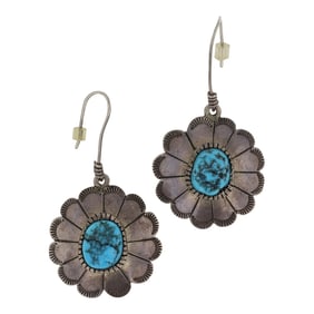 Vintage Navajo Kingman Turquoise Earrings