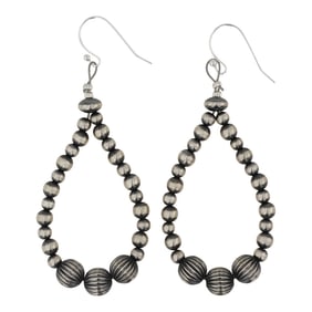 Navajo Oxidized Beads Hoop Earrings