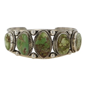 Leslie Nez Navajo Emerald Valley Turquoise Cuff Bracelet