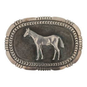 Vintage Navajo Plain Silver Horse Buckle