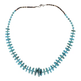 Navajo Kingman Turquoise & Shell Heishi Necklace