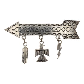 Albert Jake Talented Well Known Navajo Artist Plain Silver Arrow Pin