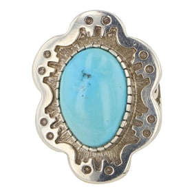 Dina Hunting horse Award Winning Wichita/ Kiowa Artist Kingman Turquoise Ring