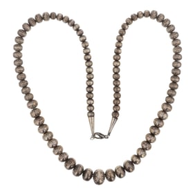 Navajo Graduated Stamp Beads Necklace