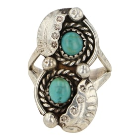 Vintage Navajo Fox Turquoise Ring