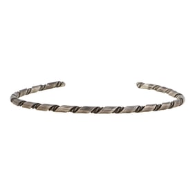 Vintage Navajo Plain Silver Twist Wire Bracelet