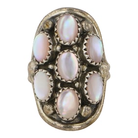 Navajo Pink Mussel Shell Saddle Ring