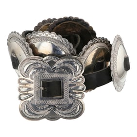 Robert Johnson Navajo Large Stamp-Work Traditional Concho Belt