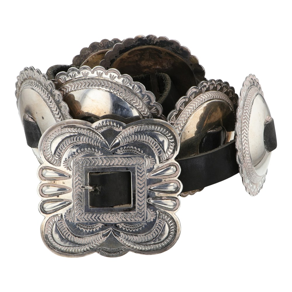 Robert Johnson Navajo Large Stamp-Work Traditional Concho Belt (1 of 3)