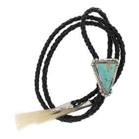 Navajo Nevada Turquoise Bolo Tie