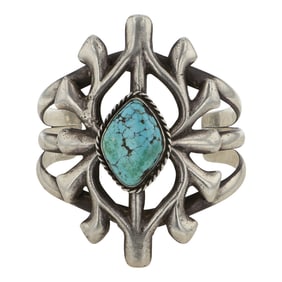 Vintage Navajo Nevada Turquoise Sandcast Bracelet