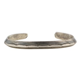 Vintage Navajo Stamp-Work Heavy Triangle Wire Bracelet