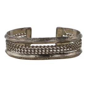 Vintage Navajo Twisted Wires Plain Silver Cuff Bracelet