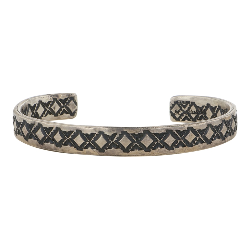 Herbert Ration Navajo Stamp-Work Inside & Out Cuff Bracelet (1 of 3)
