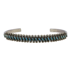 Vintage Zuni Kingman Turquoise Needlepoint Bracelet