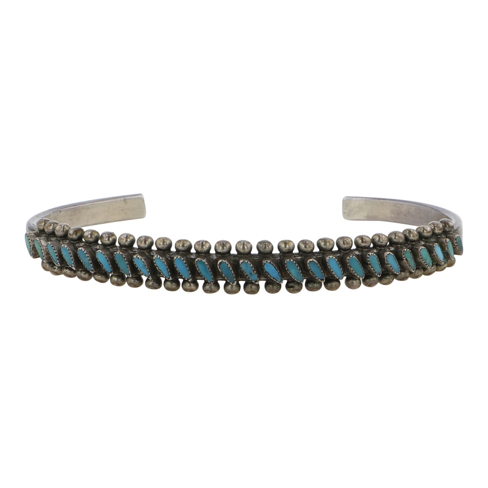 Vintage Zuni Kingman Turquoise Needlepoint Bracelet (1 of 3)