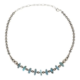 Navajo Turquoise & Oxidized Beads Necklace