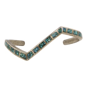 Vintage Navajo Turquoise Chip Inlay Bracelet