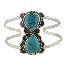 Gilbert Nez Navajo Nevada Turquoise Bracelet