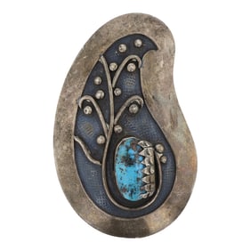 Joe Begay Navajo Vintage Morenci Turquoise Belt Buckle