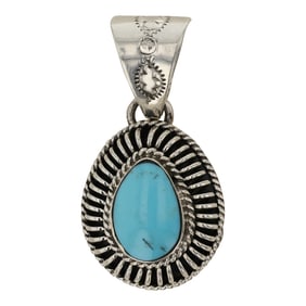 Phyllis Smith Navajo Kingman Turquoise Pendant