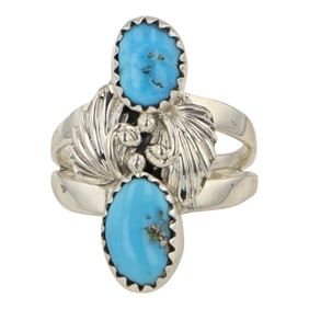 RB Navajo Kingman Turquoise Two Stone Ring