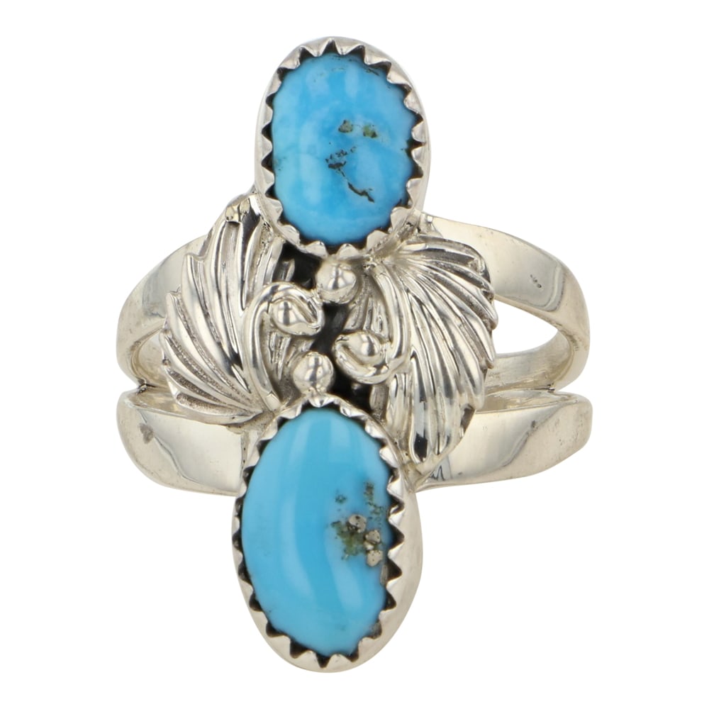 RB Navajo Kingman Turquoise Two Stone Ring (1 of 3)