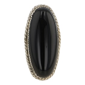 Navajo Black Onyx Long Oval Ring